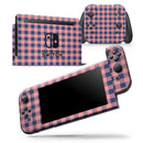 Coral and Navy Plaid Pattern - Skin Wrap Decal for Nintendo Switch Lite Console & Dock - 3DS XL - 2DS - Pro - DSi - Wii - Joy-Con Gaming Controller