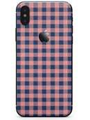Coral and Navy Plaid Pattern - iPhone X Skin-Kit