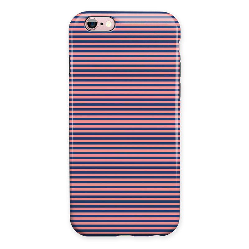 Coral and Nay Horizontal Lines iPhone 6/6s or 6/6s Plus 2-Piece Hybrid INK-Fuzed Case