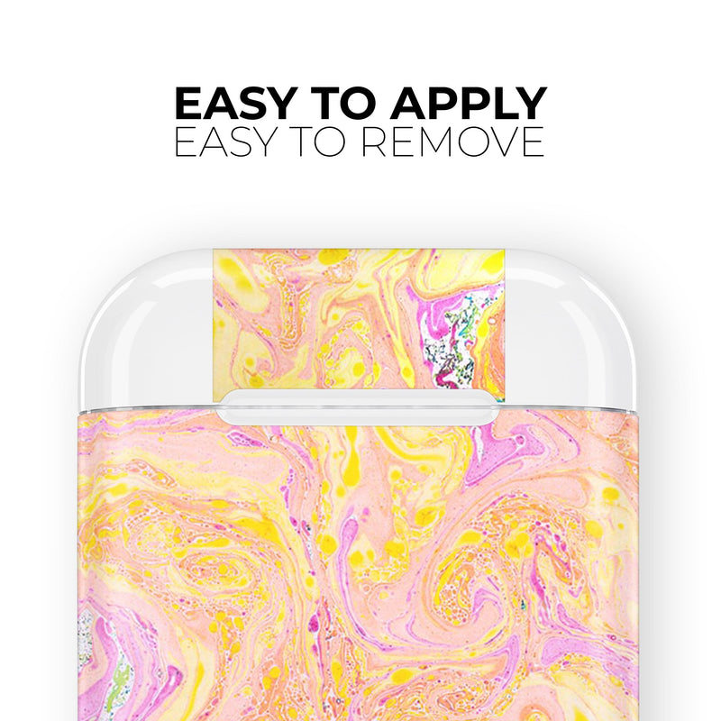 Cotton Candy Oil Mix - Full Body Skin Decal Wrap Kit for the Wireless Bluetooth Apple Airpods Pro, AirPods Gen 1 or Gen 2 with Wireless Charging