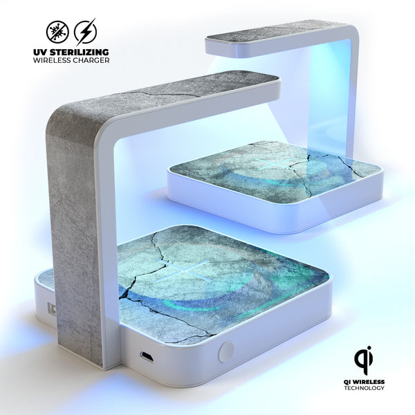 Cracked Concrete V1 UV Germicidal Sanitizing Sterilizing Wireless Smart Phone Screen Cleaner + Charging Station