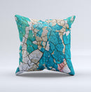 Cracked Multicolored Paint Ink-Fuzed Decorative Throw Pillow
