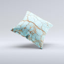 Cracked Teal Stone 2 ink-Fuzed Decorative Throw Pillow