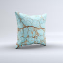 Cracked Teal Stone 2 ink-Fuzed Decorative Throw Pillow