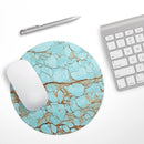 Cracked Teal Stone// WaterProof Rubber Foam Backed Anti-Slip Mouse Pad for Home Work Office or Gaming Computer Desk