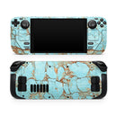Cracked Teal Stone // Full Body Skin Decal Wrap Kit for the Steam Deck handheld gaming computer
