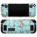 Cracked Teal Stone // Full Body Skin Decal Wrap Kit for the Steam Deck handheld gaming computer