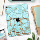 Cracked Teal Stone - Full Body Skin Decal for the Apple iPad Pro 12.9", 11", 10.5", 9.7", Air or Mini (All Models Available)