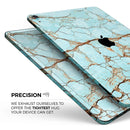 Cracked Teal Stone - Full Body Skin Decal for the Apple iPad Pro 12.9", 11", 10.5", 9.7", Air or Mini (All Models Available)