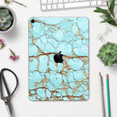 Cracked Teal Stone - Full Body Skin Decal for the Apple iPad Pro 12.9", 11", 10.5", 9.7", Air or Mini (All Models Available)