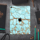 Cracked Teal Stone - Full Body Skin Decal for the Apple iPad Pro 12.9", 11", 10.5", 9.7", Air or Mini (All Models Available)