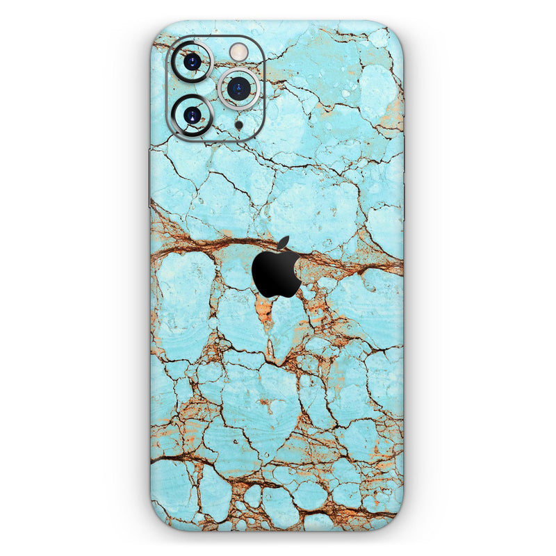 Cracked Teal Stone  - Protective Skin Wrap & Decal – Compatible with iPhone SE to iPhone 17 Pro Max (All Models)