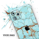 Cracked Teal Stone  - Protective Skin Wrap & Decal – Compatible with iPhone SE to iPhone 17 Pro Max (All Models)