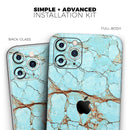 Cracked Teal Stone  - Protective Skin Wrap & Decal – Compatible with iPhone SE to iPhone 17 Pro Max (All Models)