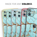 Cracked Teal Stone  - Protective Skin Wrap & Decal – Compatible with iPhone SE to iPhone 17 Pro Max (All Models)