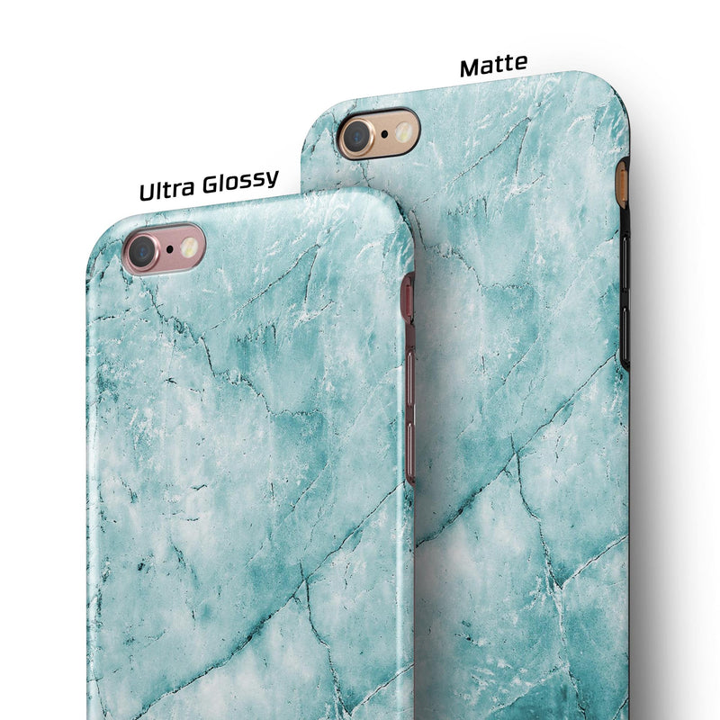 Cracked Turquise Marble Surface iPhone 6/6s or 6/6s Plus 2-Piece Hybrid INK-Fuzed Case