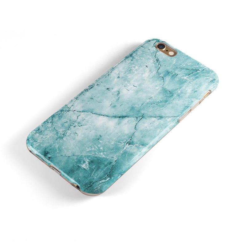 Cracked Turquise Marble Surface iPhone 6/6s or 6/6s Plus 2-Piece Hybrid INK-Fuzed Case