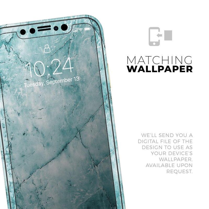 Cracked Turquise Marble Surface 2 - Skin-Kit compatible with the Apple iPhone 13, 13 Pro Max, 13 Mini, 13 Pro, iPhone 12, iPhone 11 (All iPhones Available)