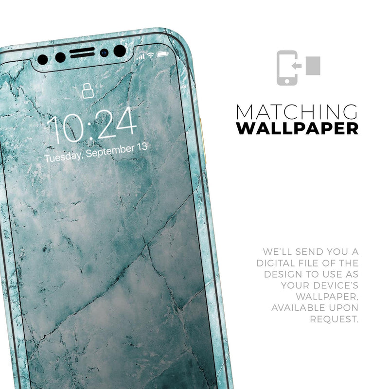 Cracked Turquise Marble Surface - Skin-Kit compatible with the Apple iPhone 13, 13 Pro Max, 13 Mini, 13 Pro, iPhone 12, iPhone 11 (All iPhones Available)
