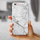 Cracked White Marble Slate iPhone 6/6s or 6/6s Plus 2-Piece Hybrid INK-Fuzed Case