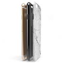 Cracked White Marble Slate iPhone 6/6s or 6/6s Plus 2-Piece Hybrid INK-Fuzed Case