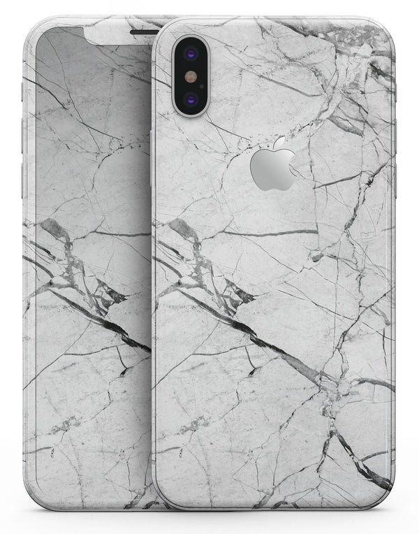 Cracked White Marble Slate - iPhone X Skin-Kit