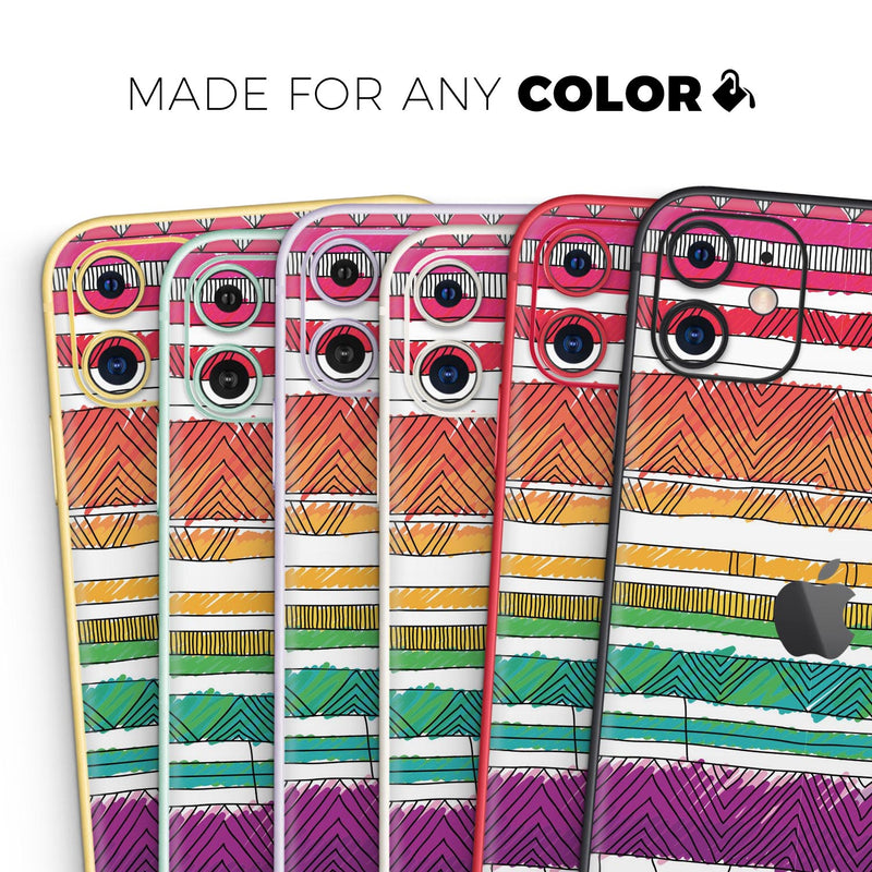 Crayon Colored Doodle Patterns - Skin-Kit compatible with the Apple iPhone 13, 13 Pro Max, 13 Mini, 13 Pro, iPhone 12, iPhone 11 (All iPhones Available)