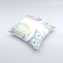 Crazy Cartoon Owls Ink-Fuzed Decorative Throw Pillow