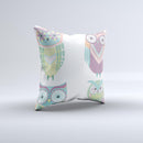 Crazy Cartoon Owls Ink-Fuzed Decorative Throw Pillow