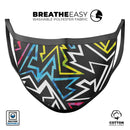 Crazy Retro Squiggles V1 - Made in USA Mouth Cover Unisex Anti-Dust Cotton Blend Reusable & Washable Face Mask with Adjustable Sizing for Adult or Child