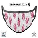 Crimson Feather Pattern - Made in USA Mouth Cover Unisex Anti-Dust Cotton Blend Reusable & Washable Face Mask with Adjustable Sizing for Adult or Child