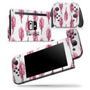 Crimson Feather Pattern - Skin Wrap Decal for Nintendo Switch Lite Console & Dock - 3DS XL - 2DS - Pro - DSi - Wii - Joy-Con Gaming Controller