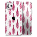 Crimson Feather Pattern - Skin-Kit compatible with the Apple iPhone 13, 13 Pro Max, 13 Mini, 13 Pro, iPhone 12, iPhone 11 (All iPhones Available)