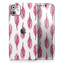 Crimson Feather Pattern - Skin-Kit compatible with the Apple iPhone 13, 13 Pro Max, 13 Mini, 13 Pro, iPhone 12, iPhone 11 (All iPhones Available)