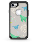 Curious Green and Blue Dinosaurs - iPhone 7 or 8 OtterBox Case & Skin Kits