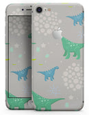 Curious Green and Blue Dinosaurs - Skin-kit for the iPhone 8 or 8 Plus