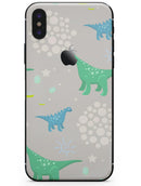 Curious Green and Blue Dinosaurs - iPhone X Skin-Kit