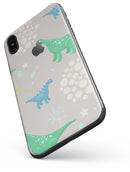 Curious Green and Blue Dinosaurs - iPhone X Skin-Kit