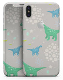 Curious Green and Blue Dinosaurs - iPhone X Skin-Kit