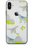 Curious Teal Dinosuar and Eggs - iPhone X Skin-Kit