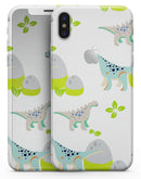 Curious Teal Dinosuar and Eggs - iPhone X Skin-Kit