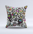 Cute Colorful One-Eyed Cats Pattern ink-Fuzed Decorative Throw Pillow