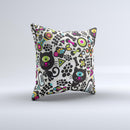 Cute Colorful One-Eyed Cats Pattern ink-Fuzed Decorative Throw Pillow