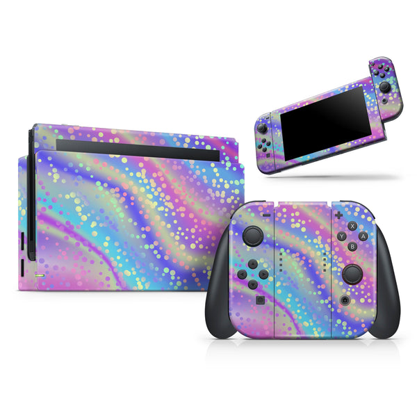 Cute Holo Confetti V1 // Skin Decal Wrap Kit for Nintendo Switch Console & Dock, Joy-Cons, Pro Controller, Lite, 3DS XL, 2DS XL, DSi, or Wii
