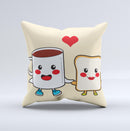 Cute Toast & Mug Breakfast Couple Ink-Fuzed Decorative Throw Pillow