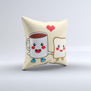 Cute Toast & Mug Breakfast Couple Ink-Fuzed Decorative Throw Pillow