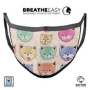 Cute Vector Cats and Kittens - Made in USA Mouth Cover Unisex Anti-Dust Cotton Blend Reusable & Washable Face Mask with Adjustable Sizing for Adult or Child