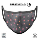 Cute Watercolor Flowers over Black - Made in USA Mouth Cover Unisex Anti-Dust Cotton Blend Reusable & Washable Face Mask with Adjustable Sizing for Adult or Child
