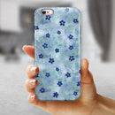 Cute Watercolor Flowers over Blue iPhone 6/6s or 6/6s Plus 2-Piece Hybrid INK-Fuzed Case
