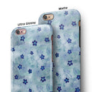 Cute Watercolor Flowers over Blue iPhone 6/6s or 6/6s Plus 2-Piece Hybrid INK-Fuzed Case